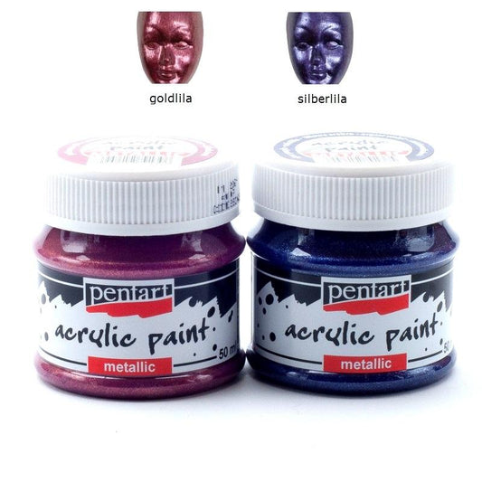 Acrylfarben Set Metallic 2x50ml - Set 21. - Bastelschachtel - Acrylfarben Set Metallic 2x50ml - Set 21. Pentart Farbe