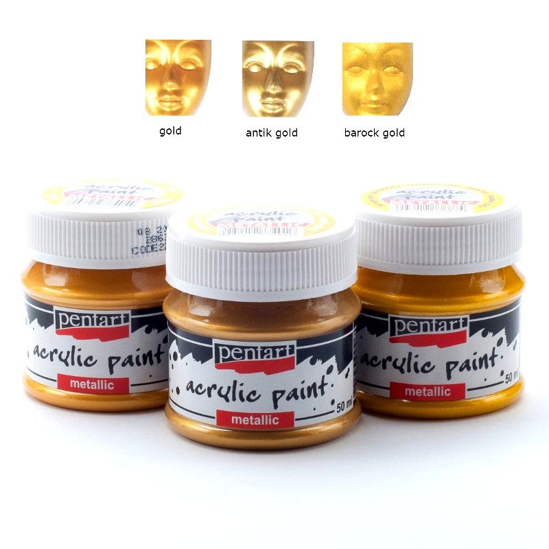 Acrylfarben Set Metallic 3x50ml - Set 10. - Bastelschachtel - Acrylfarben Set Metallic 3x50ml - Set 10. Pentart Farbe