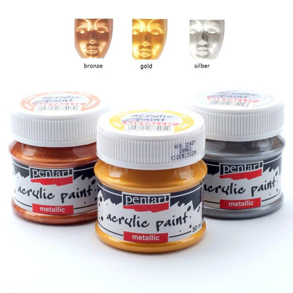 Acrylfarben Set Metallic 3x50ml - Set 1. - Bastelschachtel - Acrylfarben Set Metallic 3x50ml - Set 1. Pentart Farbe