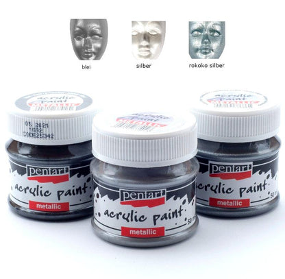 Acrylfarben Set Metallic 3x50ml - Set 2. - Bastelschachtel - Acrylfarben Set Metallic 3x50ml - Set 2. Pentart Farbe