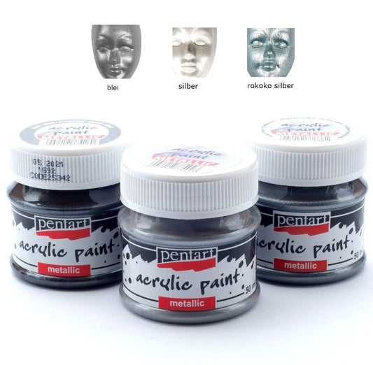 Acrylfarben Set Metallic 3x50ml - Set 2. - Bastelschachtel - Acrylfarben Set Metallic 3x50ml - Set 2. Pentart Farbe