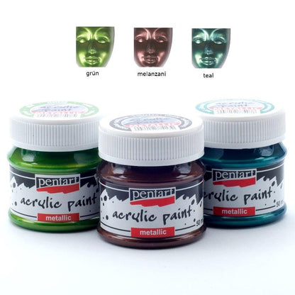 Acrylfarben Set Metallic 3x50ml - Set 5. - Bastelschachtel - Acrylfarben Set Metallic 3x50ml - Set 5. Pentart Farbe