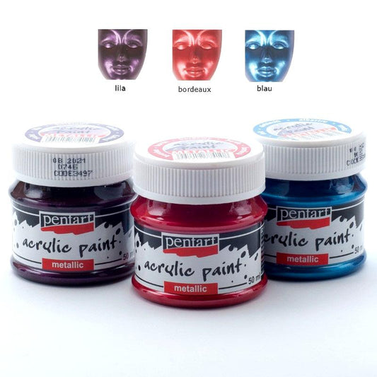 Acrylfarben Set Metallic 3x50ml - Set 7. - Bastelschachtel - Acrylfarben Set Metallic 3x50ml - Set 7. Pentart Farbe