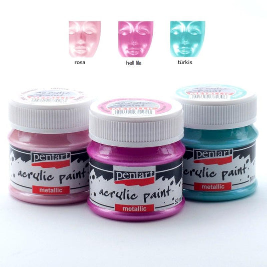 Acrylfarben Set Metallic 3x50ml - Set 8. - Bastelschachtel - Acrylfarben Set Metallic 3x50ml - Set 8. Pentart Farbe