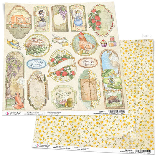 Scrapbook Papier 30,5x30,5cm - Aesop´s fables cards