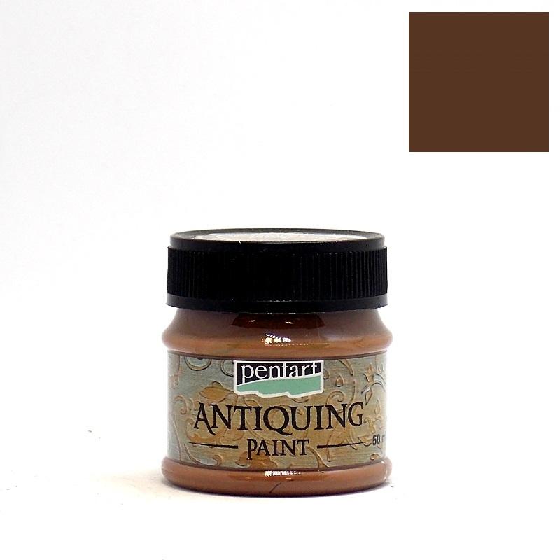 Pentart Antikfarbe 50ml - dunkelbraun - Bastelschachtel - Pentart Antikfarbe 50ml - dunkelbraun