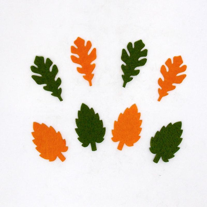 Bastelfilz Figuren - Herbstblätter, grün-orange