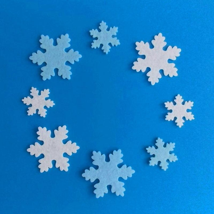 Bastelfilz Figuren - Schneeflocke weiß-blau