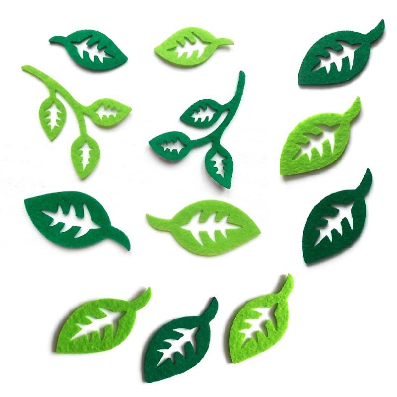 Bastelfilz Figuren Set - Blätter, sortiert grün - Bastelschachtel - Bastelfilz Figuren Set - Blätter, sortiert grün
