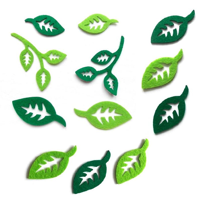 Bastelfilz Figuren Set - Blätter, sortiert grün