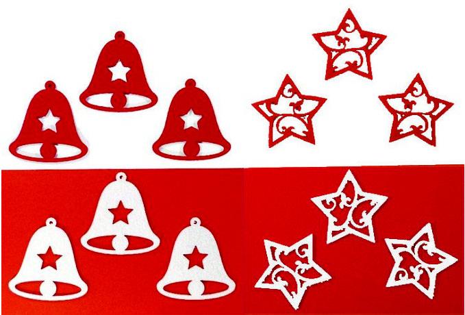 Bastelfilz Figuren Set - Glocke mit Stern, rot-weiß
