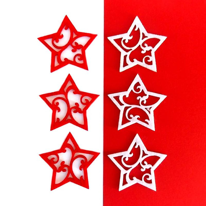 Bastelfilz Figuren - Stern filigran, rot-weiß