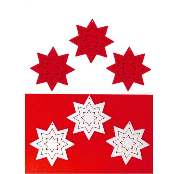 Bastelfilz Figuren - Glocke mit Stern, rot-weiß 3er Set