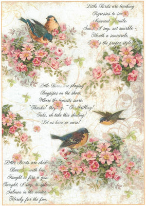 Reispapier A4 - Little spring birds - Bastelschachtel - Reispapier A4 - Little spring birds
