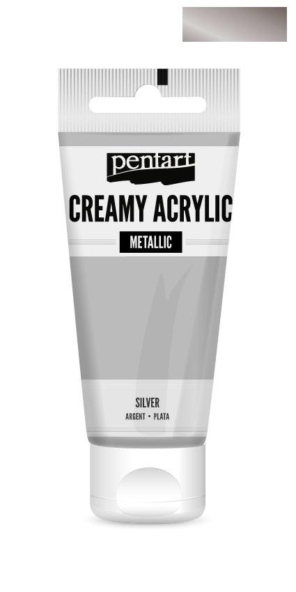 Pentart Creamy Acrylic 200ml - silber - Bastelschachtel - Pentart Creamy Acrylic 200ml - silber