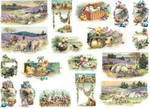 Reispapier A4 - Village easter - Bastelschachtel - Reispapier A4 - Village easter