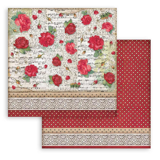 Scrapbook Papier 30,5x30,5cm - Desire pattern with roses - Bastelschachtel - Scrapbook Papier 30,5x30,5cm - Desire pattern with roses