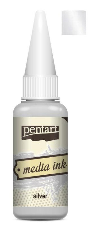 Pentart Mixed Media Tinte 20ml metallic - silber - Bastelschachtel - Pentart Mixed Media Tinte 20ml metallic - silber