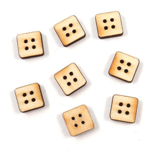 Holzknopfset - Quadrat, 8 Stück - Bastelschachtel - Holzknopfset - Quadrat, 8 Stück