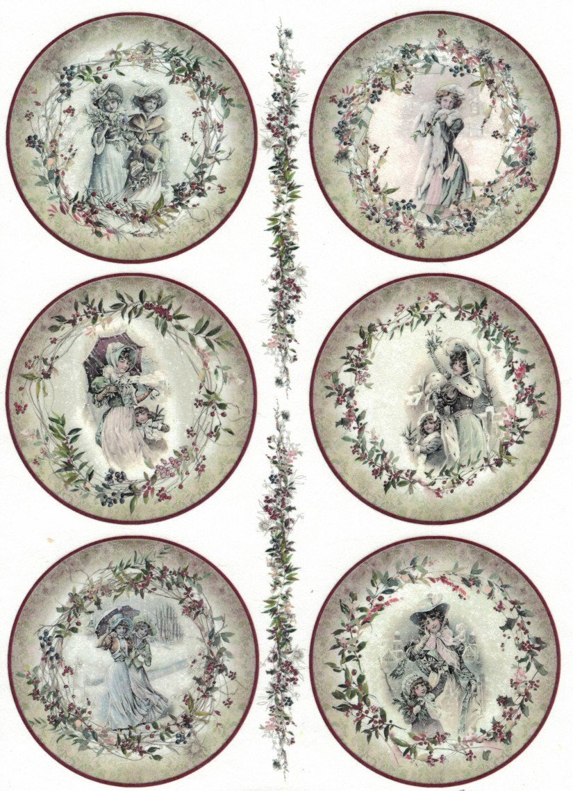 Reispapier A3 - Victorian winter - Bastelschachtel - Reispapier A3 - Victorian winter