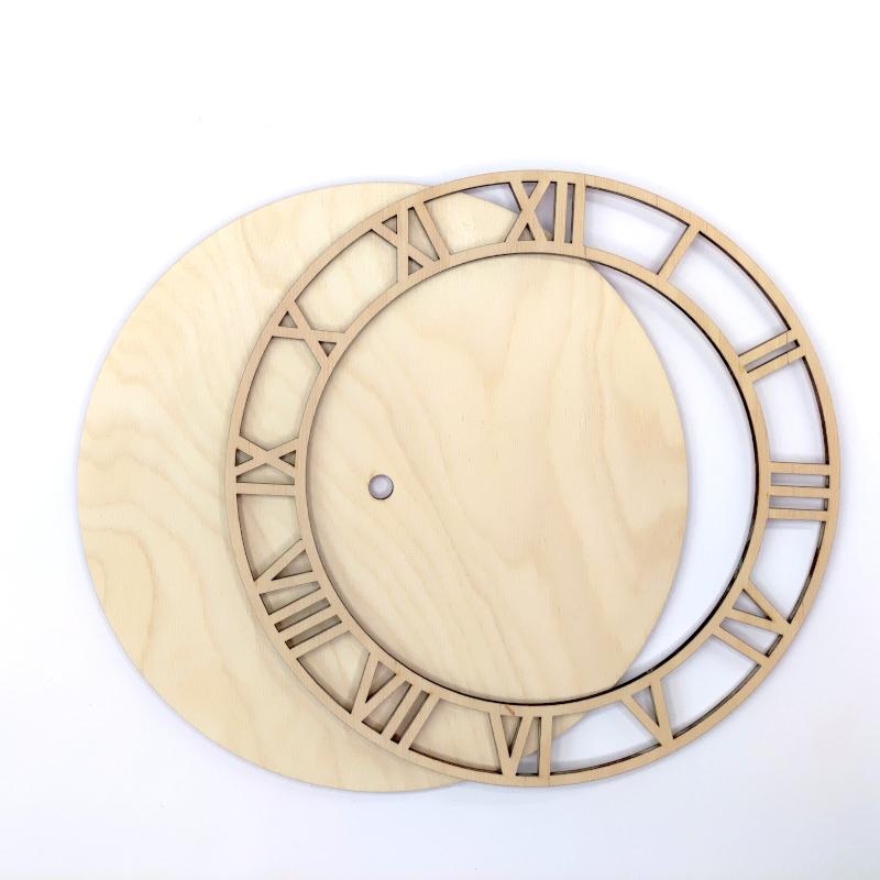 Holz Uhrblatt, rund 25cm mit Ziffern - Bastelschachtel - Holz Uhrblatt, rund 25cm mit Ziffern