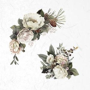 Reispapier Set 15x15cm - White flowers - Bastelschachtel - Reispapier Set 15x15cm - White flowers