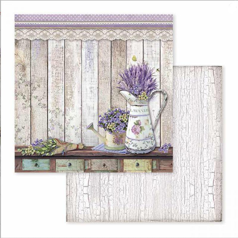 Scrapbook Papier 30,5x30,5cm - Provence watering cans - Bastelschachtel - Scrapbook Papier 30,5x30,5cm - Provence watering cans