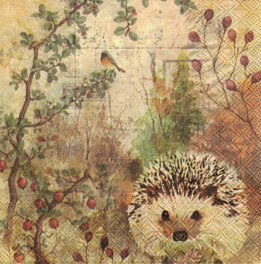 Serviette - Autumn hedgehog - Bastelschachtel - Serviette - Autumn hedgehog