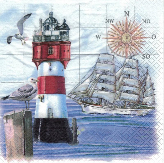 Serviette - Lighthouse & Compass