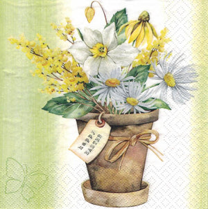 Serviette - Happy easter bouquet in pot - Bastelschachtel - Serviette - Happy easter bouquet in pot