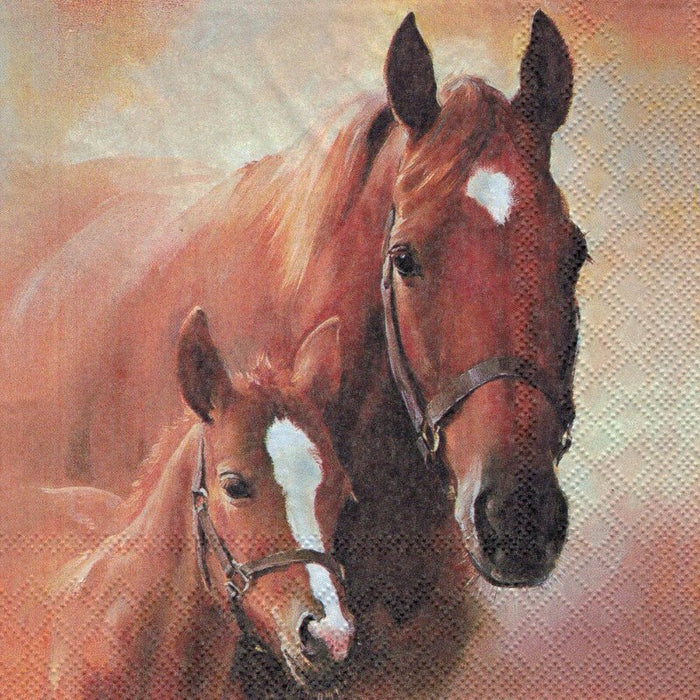 Serviette - Horse with foal