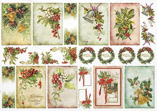 Reispapier A3 - Christmas greetings - Bastelschachtel - Reispapier A3 - Christmas greetings