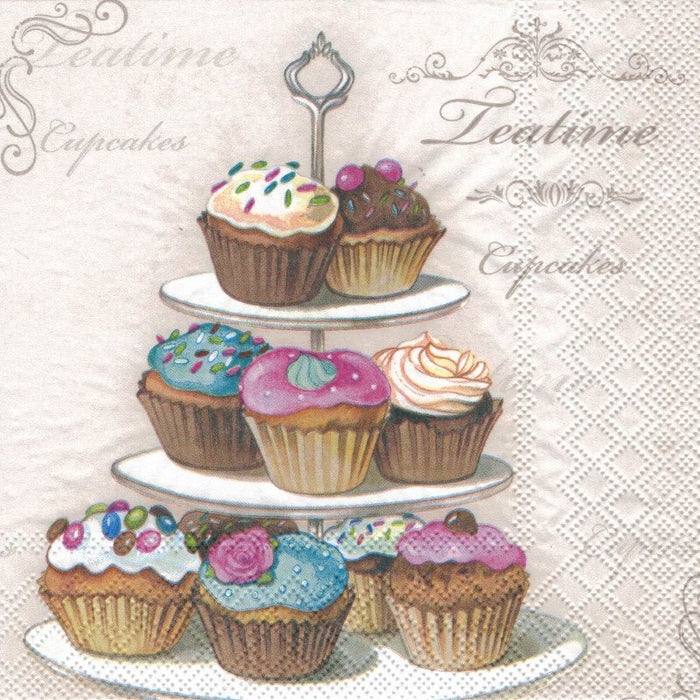 Serviette - Cupcakes on etagere