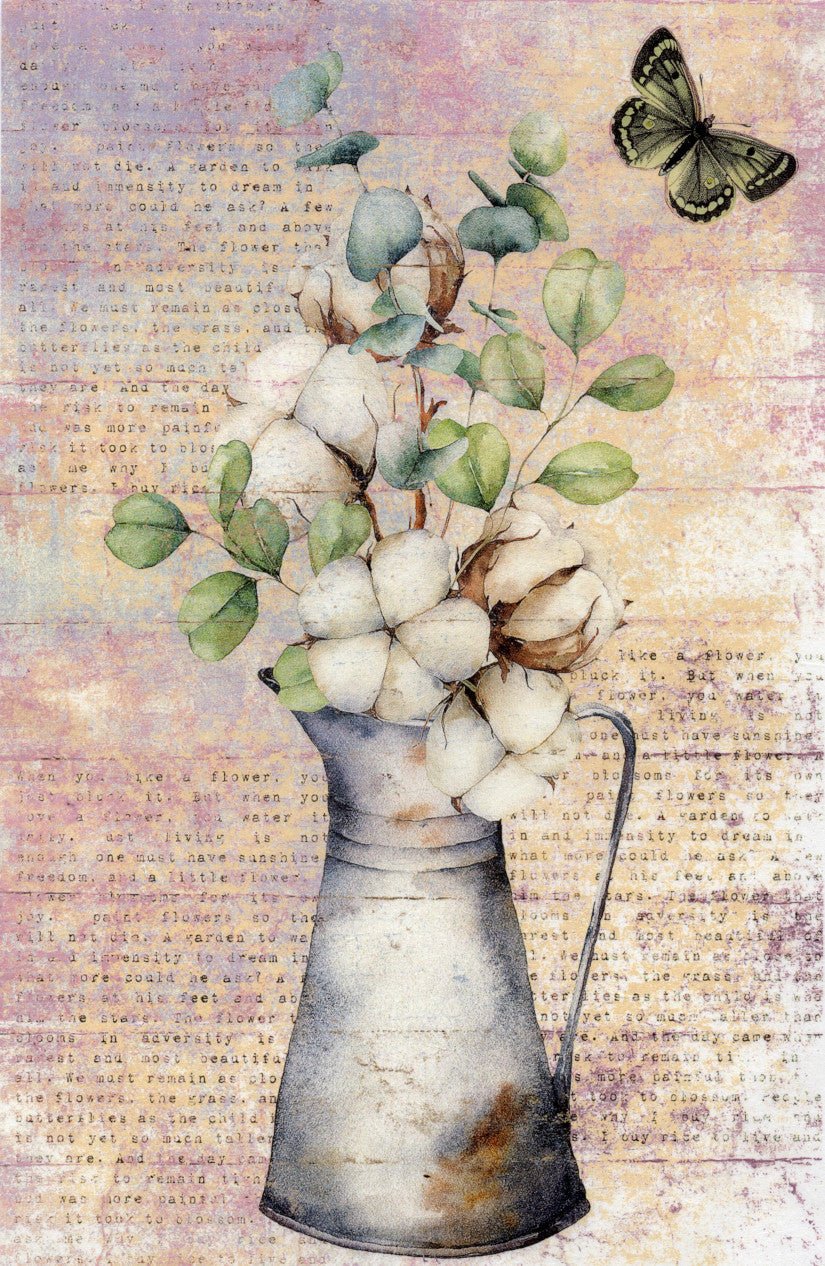 Reispapier A4 - Still life with cotton - Bastelschachtel - Reispapier A4 - Still life with cotton