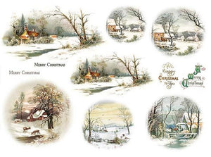 Reispapier A4 - Winterlandschaft mit Reh - Bastelschachtel - Reispapier A4 - Winterlandschaft mit Reh