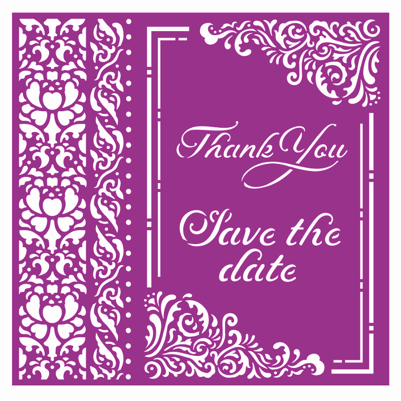 Schablone 18x18cm - You and me - thank you, save the date - Bastelschachtel - Schablone 18x18cm - You and me - thank you, save the date