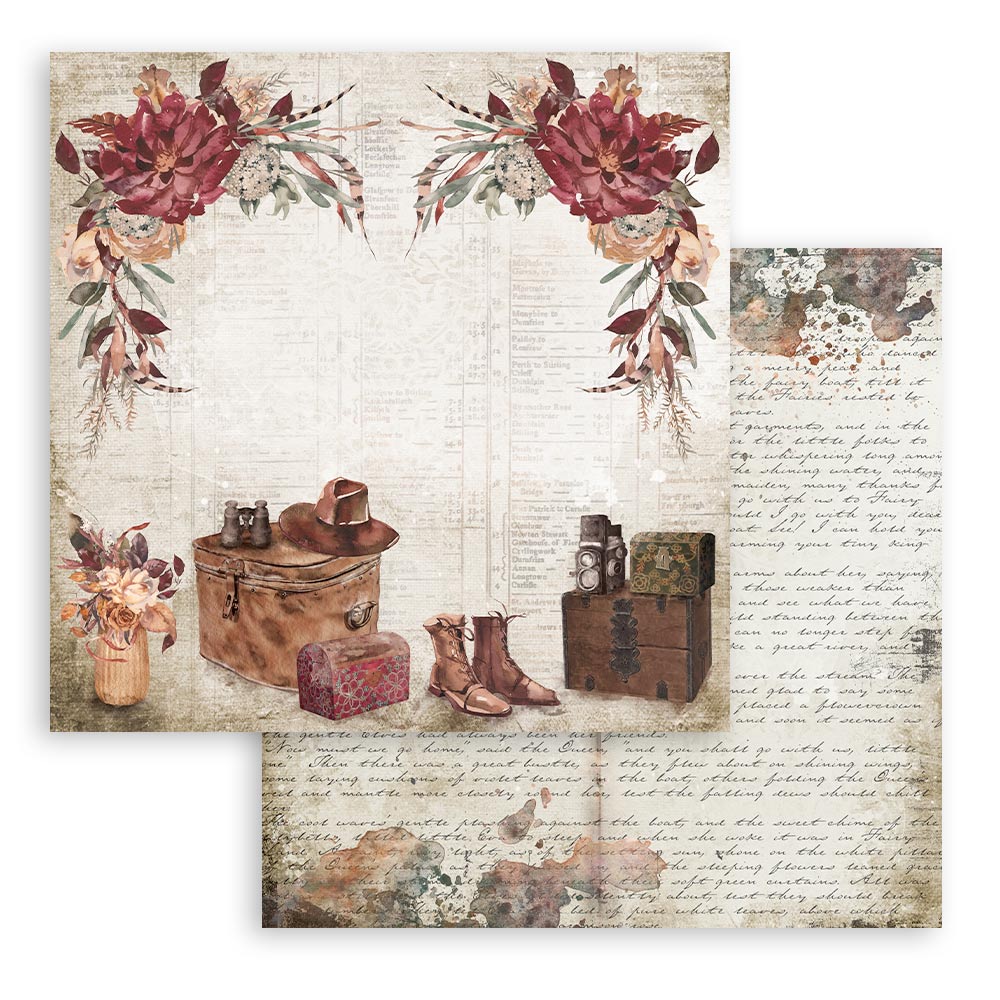 Scrapbook Papier 30,5x30,5cm - Our way travel accessories - Bastelschachtel - Scrapbook Papier 30,5x30,5cm - Our way travel accessories