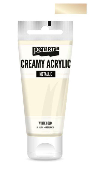 Pentart Creamy Acrylic 60ml - weißgold - Bastelschachtel - Pentart Creamy Acrylic 60ml - weißgold
