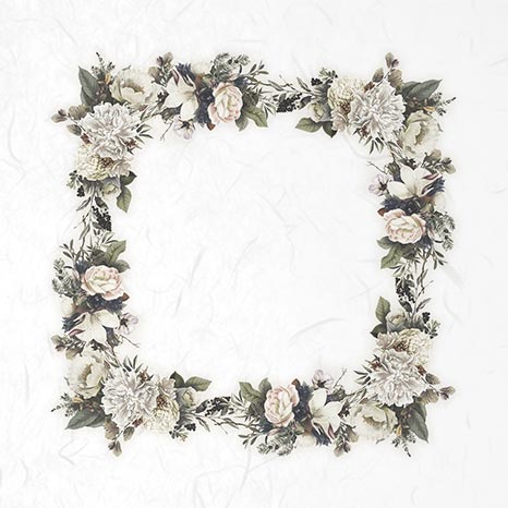 Reispapier Set 15x15cm - White flowers - Bastelschachtel - Reispapier Set 15x15cm - White flowers