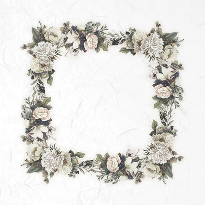 Reispapier Set 15x15cm - White flowers - Bastelschachtel - Reispapier Set 15x15cm - White flowers