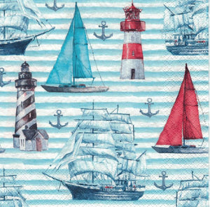 Serviette - Watercolor sailing motifs - Bastelschachtel - Serviette - Watercolor sailing motifs