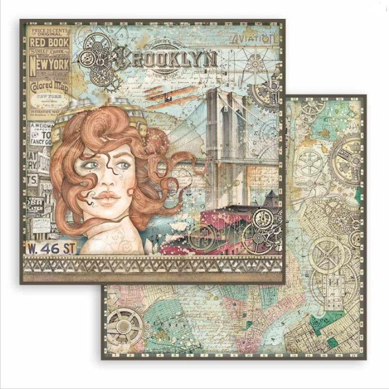 Scrapbook Papier 30,5x30,5cm - Sir Vagabond aviator lady - Bastelschachtel - Scrapbook Papier 30,5x30,5cm - Sir Vagabond aviator lady