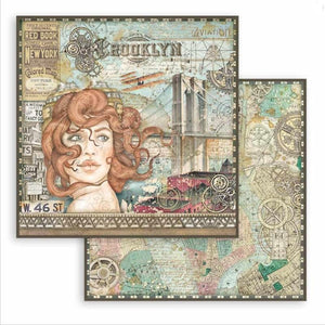 Scrapbook Papier 30,5x30,5cm - Sir Vagabond aviator lady - Bastelschachtel - Scrapbook Papier 30,5x30,5cm - Sir Vagabond aviator lady