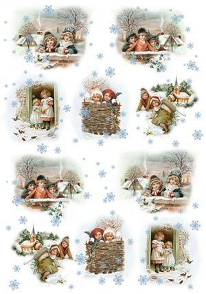 Reispapier 32x45cm - Childs winter joy - Bastelschachtel - Reispapier 32x45cm - Childs winter joy
