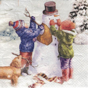 Serviette - Building a snowman - Bastelschachtel - Serviette - Building a snowman