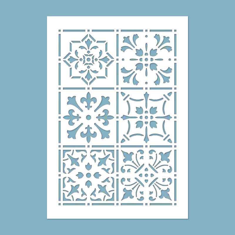 Schablone 19,5x28cm - Tiles 6. - Bastelschachtel - Schablone 19,5x28cm - Tiles 6.