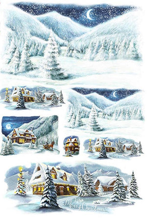 Reispapier A3 - Winter mountains - Bastelschachtel - Reispapier A3 - Winter mountains