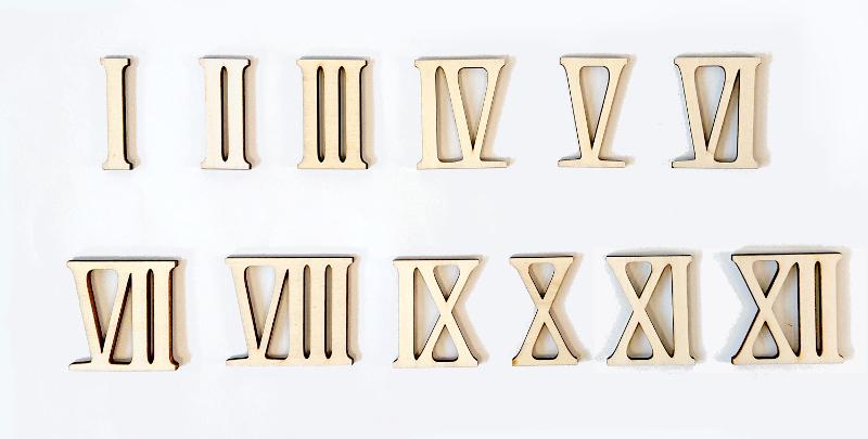Holz Ziffer Set für Uhr - 6cm - Bastelschachtel - Holz Ziffer Set für Uhr - 6cm