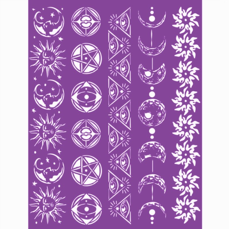 Schablone 20x25cm - Alchemy symbols and borders - Bastelschachtel - Schablone 20x25cm - Alchemy symbols and borders