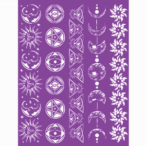 Schablone 20x25cm - Alchemy symbols and borders - Bastelschachtel - Schablone 20x25cm - Alchemy symbols and borders